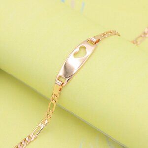 "Rose Gold Heart Cutout ID Bracelet in High-Polish Gold Plating, XPBL1158
